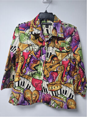 • Mirror ImageJacket Art-to-wear, Pop Art, Picasso/Cubist aesthetic, Size S[283